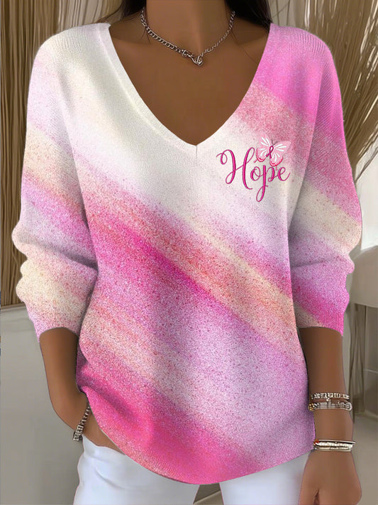 Γυναικεία βαθμολογία γυναικών ροζ καλλιτεχνική V-Neck κορυφαίο