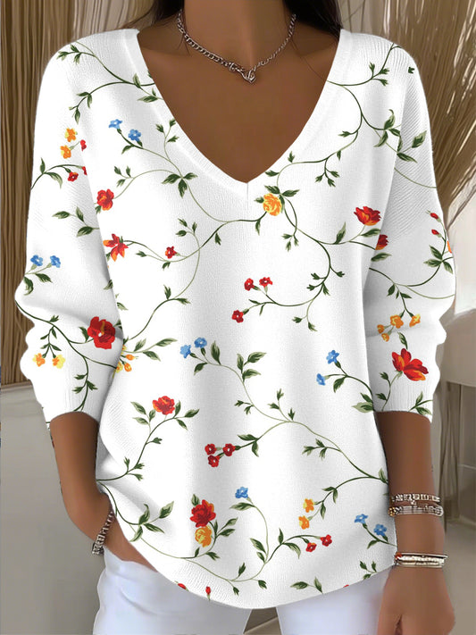 Γυναικείο Vintage καλλιτεχνικό Rattan αμπέλι ανθρακικό V-Neck κορυφαίο