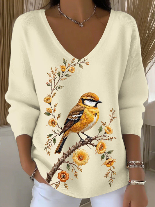 Γυναικείο Vintage Πουλί και ανθοπωλεία τέχνης V-Heck Top Πουλί