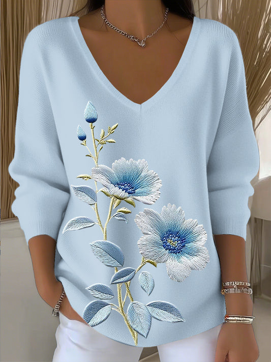 Γυναικείο Vintage Rattan Αμπελώνα Ανθρακούχο Αφηρημένη V-Neck κορυφαίο