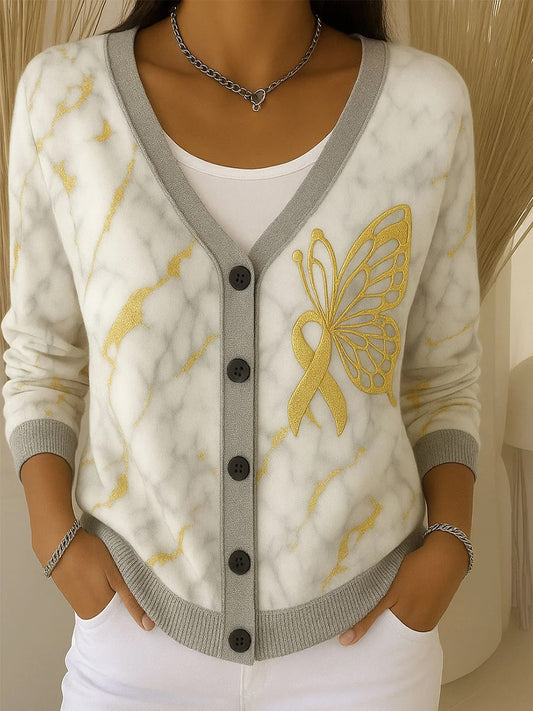 Γυναικείο Vintage Ανθισμένη Τέχνη Εκτύπωση κουμπί Cardign