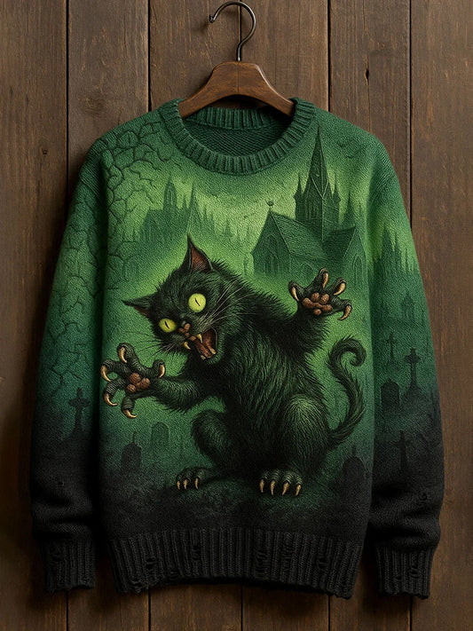 Vintage Αφηρημένη ζώα εκτύπωση Casual πουλόβερ εκτύπωσης