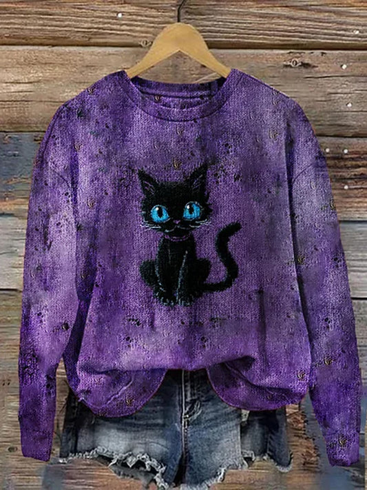 Vintage Αφηρημένη ζώα εκτύπωση Casual πουλόβερ εκτύπωσης