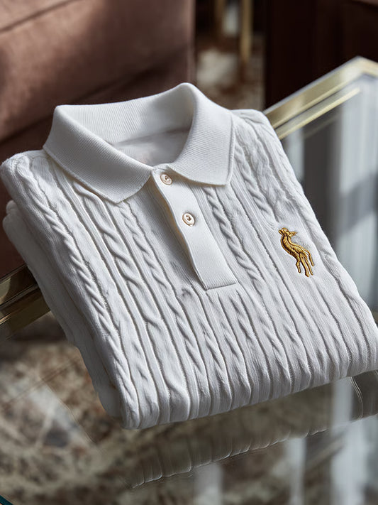 Ανδρική επαγγελματική τέχνη Εκτύπωση περιστασιακή άνεση πλεκτά κοντό μανίκι Polo πουκάμισα