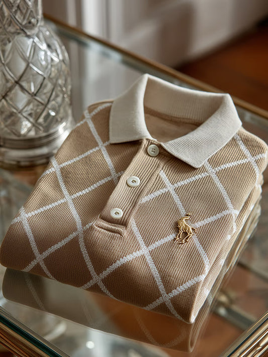 Ανδρική επαγγελματική τέχνη Εκτύπωση περιστασιακή άνεση πλεκτά κοντό μανίκι Polo πουκάμισα