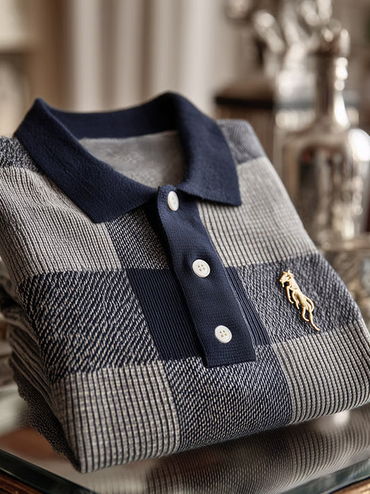 Ανδρική επαγγελματική τέχνη Εκτύπωση περιστασιακή άνεση πλεκτά κοντό μανίκι Polo πουκάμισα