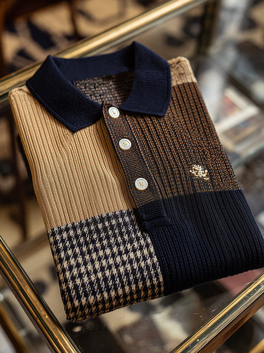 Ανδρική επαγγελματική τέχνη Εκτύπωση περιστασιακή άνεση πλεκτά κοντό μανίκι Polo πουκάμισα