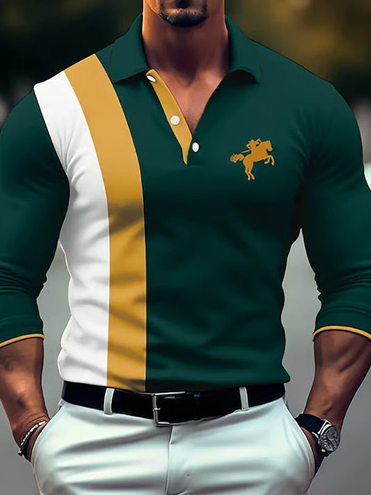 Ανδρικά ρετρο επιχειρηματικό μακριά μανίκι Polo πουκάμισα