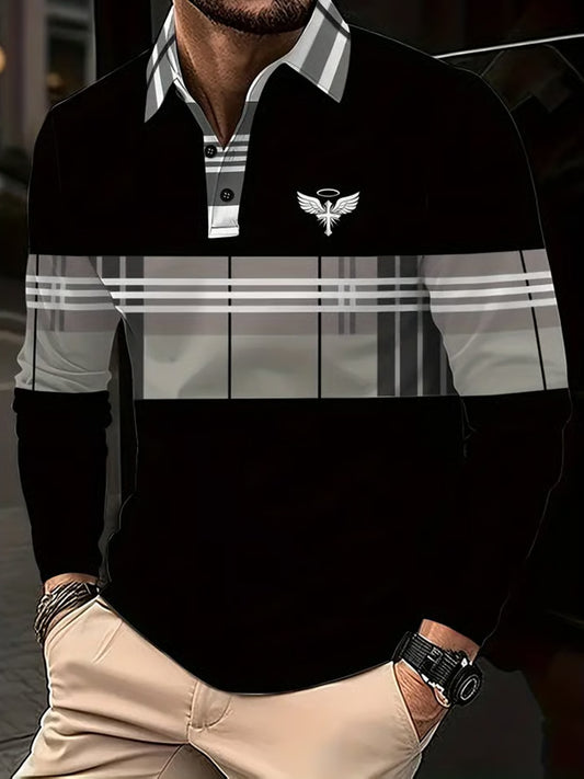 Ανδρικά ρετρο επιχειρηματικό μακριά μανίκι Polo πουκάμισα