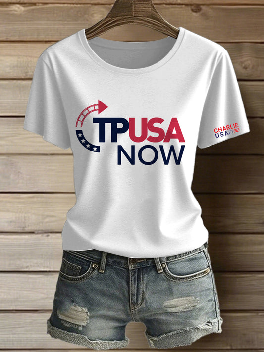 Γυναικείο Αμερικανικό σημείο στροφής τυπωμένο Vintage μόδα χαλαρό κοντό μανίκι T-Shirt