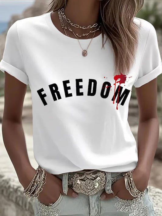 Γυναικεία Ελευθερία Αμερικανική Σημαία Αναμνηστικό T-shirt