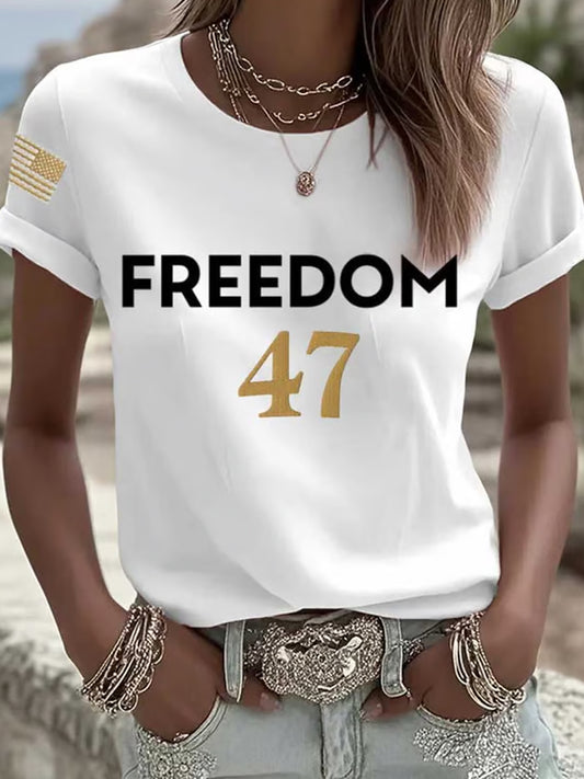 Γυναικεία Ελευθερία Αμερικανική Σημαία Αναμνηστικό T-shirt