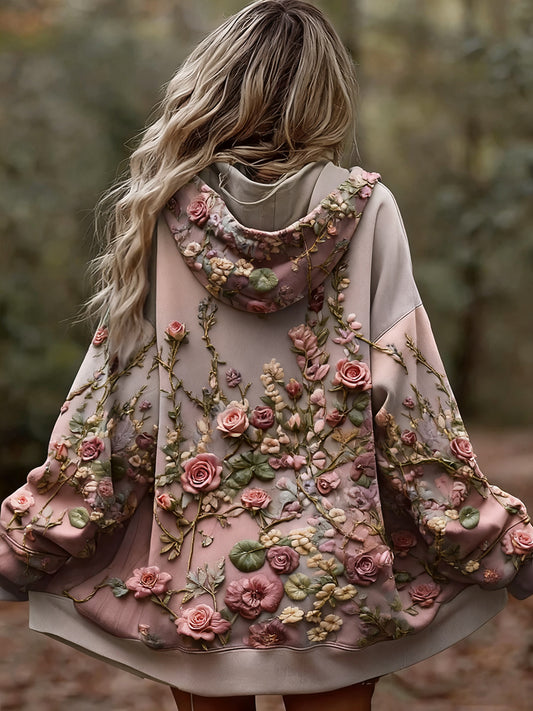 Γυναικείο Vintage Floral Patchwork Τέχνη Εκτύπωση άνετο περιστασιακό κουκούλα