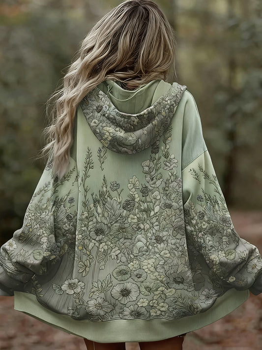 Γυναικείο Vintage Floral Patchwork Τέχνη Εκτύπωση άνετο περιστασιακό κουκούλα