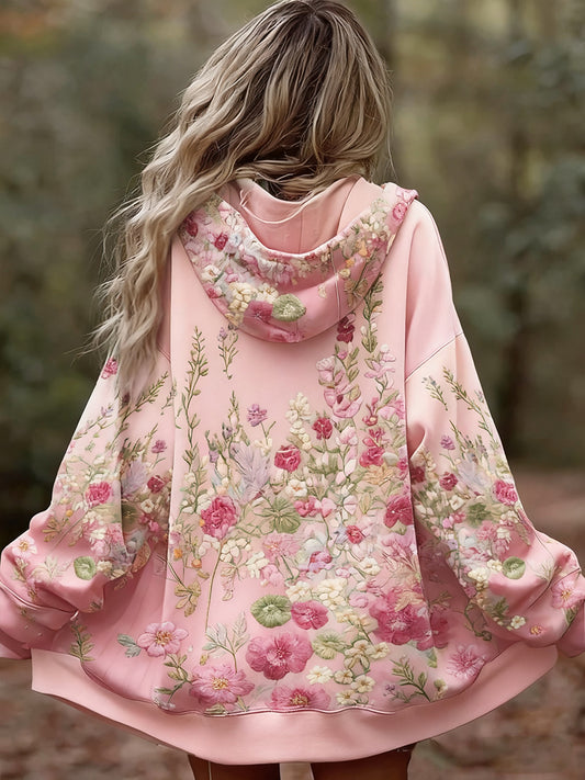 Γυναικείο Vintage Floral Patchwork Τέχνη Εκτύπωση άνετο περιστασιακό κουκούλα
