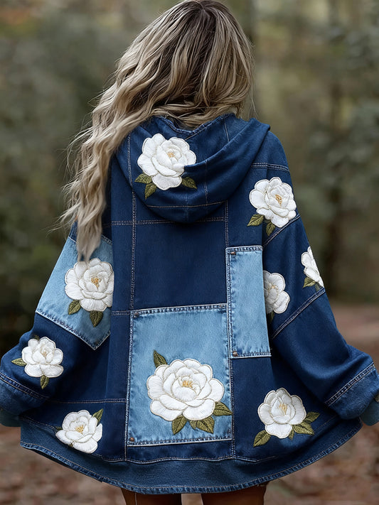 Γυναικείο Vintage Floral Patchwork Τέχνη Εκτύπωση άνετο περιστασιακό κουκούλα