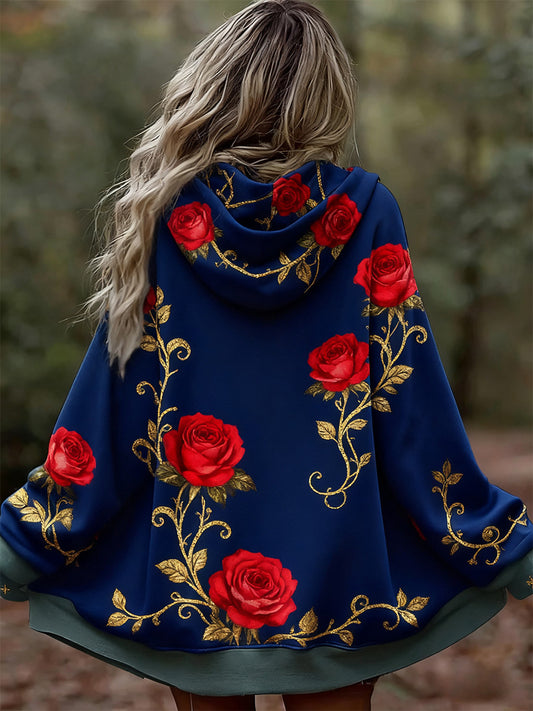 Γυναικείο Vintage Floral Patchwork Τέχνη Εκτύπωση άνετο περιστασιακό κουκούλα