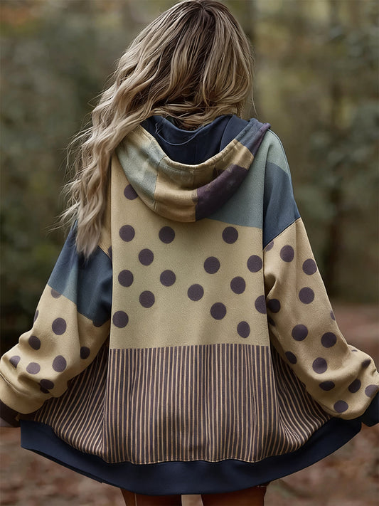 Γυναικείο Vintage Floral Patchwork Τέχνη Εκτύπωση άνετο περιστασιακό κουκούλα