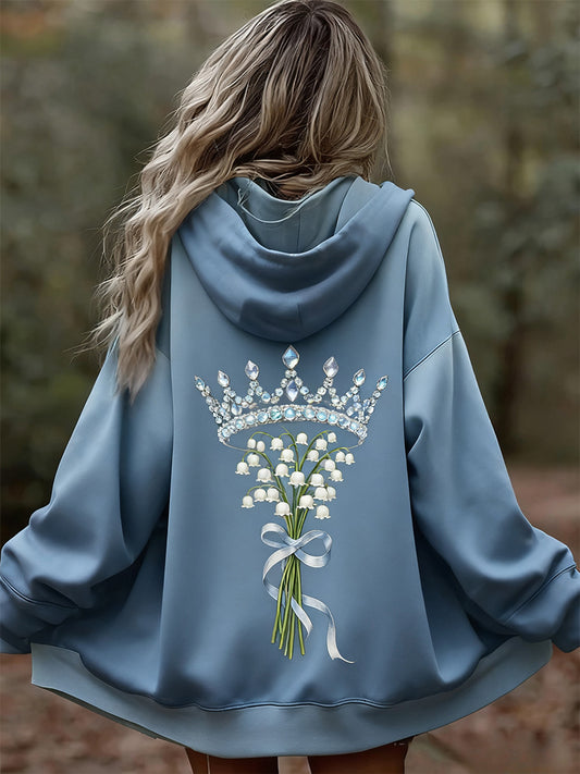 Γυναικείο Vintage Floral Patchwork Τέχνη Εκτύπωση άνετο περιστασιακό κουκούλα