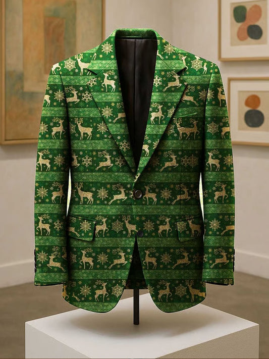 Ανδρών Retro Επιχειρήσεις Χριστούγεννα Τέχνης Casual Suit Jacket