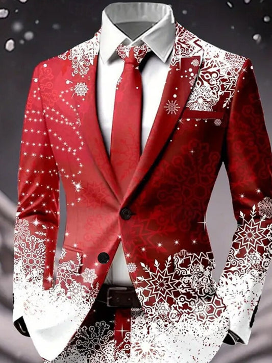 Ανδρών Retro Επιχειρήσεις Χριστούγεννα Τέχνης Casual Suit Jacket