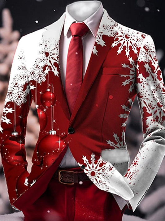 Ανδρών Retro Επιχειρήσεις Χριστούγεννα Τέχνης Casual Suit Jacket