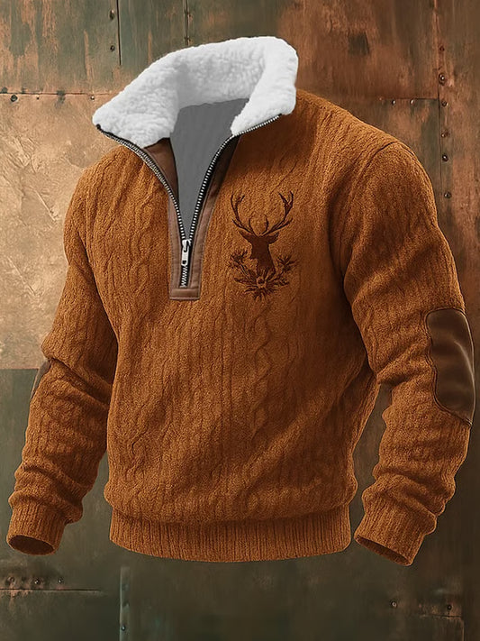 Ανδρικά Retro Δυτική Τέχνη Εκτύπωση Casual φερμουάρ γούνας κολάρο