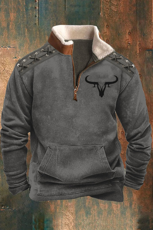 Ανδρικά Vintage OX σιλουέτα ύφανση 3D εκτύπωση φερμουάρ γούνας γιακά φερμουάρ υπαίθριο