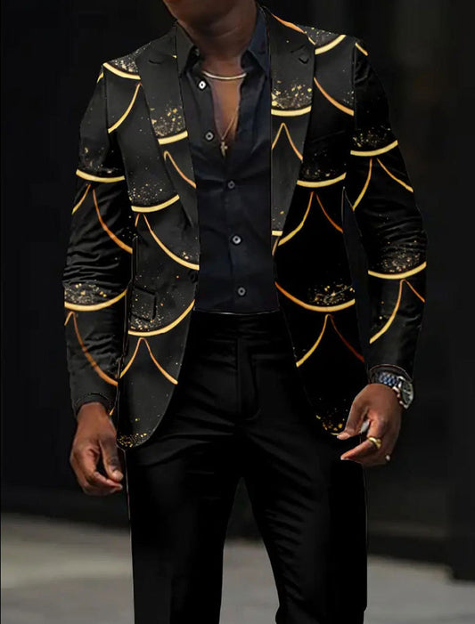 Ανδρικά Retro Τέχνη Εκτύπωση Casual Blazer εκτύπωσης