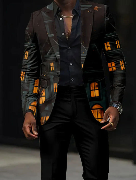 Ανδρικά Retro Τέχνη Εκτύπωση Casual Blazer εκτύπωσης