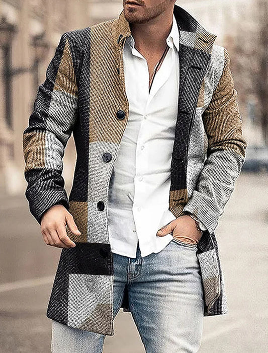 Ανδρική τέχνη εκτύπωση περιστασιακό μαλλί παλτό