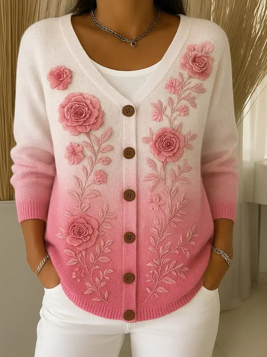 Γυναικείο Vintage Floral Εκτύπωση κουμπί κουμπί