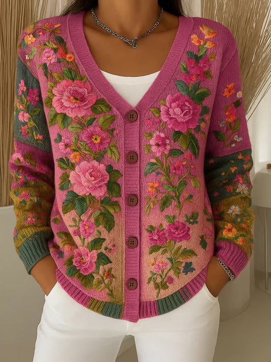 Γυναικείο Vintage Floral Εκτύπωση κουμπί κουμπί