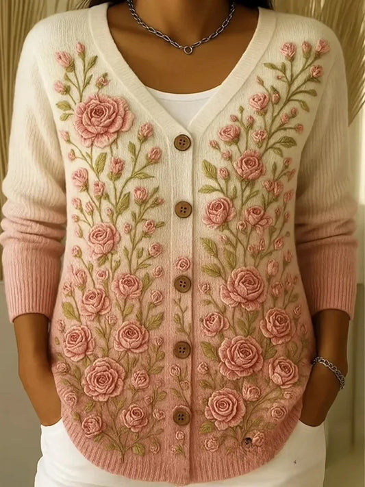 Γυναικείο Vintage Floral Εκτύπωση κουμπί κουμπί