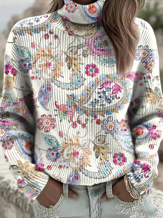 Γυναικείο Vintage Paisley ανθοπωλεία τέχνης υψηλής λαιμού
