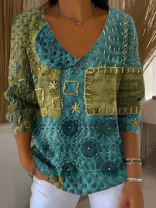 Γυναικείο Vintage Floral Τέχνη Εκτύπωση περιστασιακό κορυφαίο