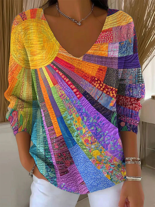 Γυναικείο Vintage Floral Τέχνη Εκτύπωση περιστασιακό κορυφαίο