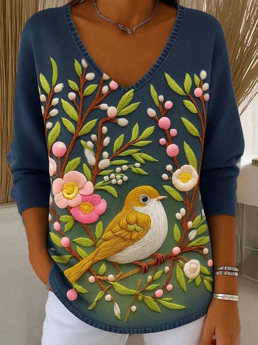 Γυναικείο Vintage Floral Τέχνη Εκτύπωση περιστασιακό κορυφαίο