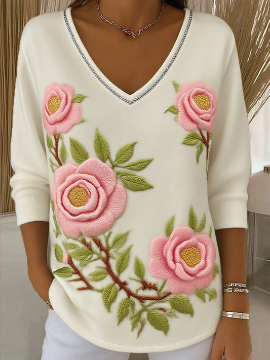 Γυναικείο Vintage Floral Τέχνη Εκτύπωση περιστασιακό κορυφαίο