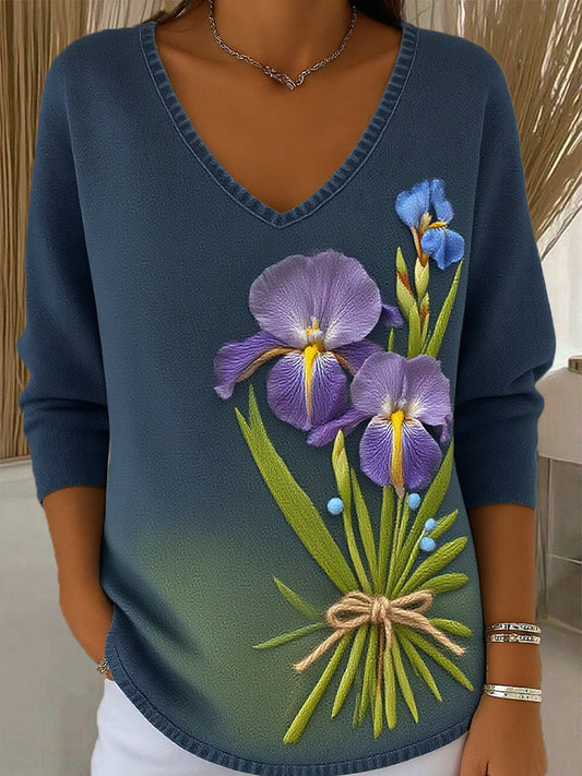 Γυναικείο Vintage Floral Τέχνη Εκτύπωση περιστασιακό κορυφαίο
