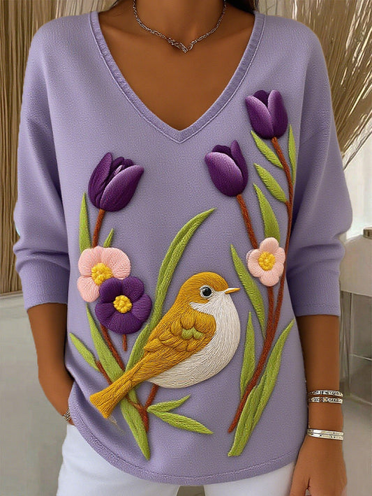 Γυναικείο Vintage Floral Τέχνη Εκτύπωση περιστασιακό κορυφαίο