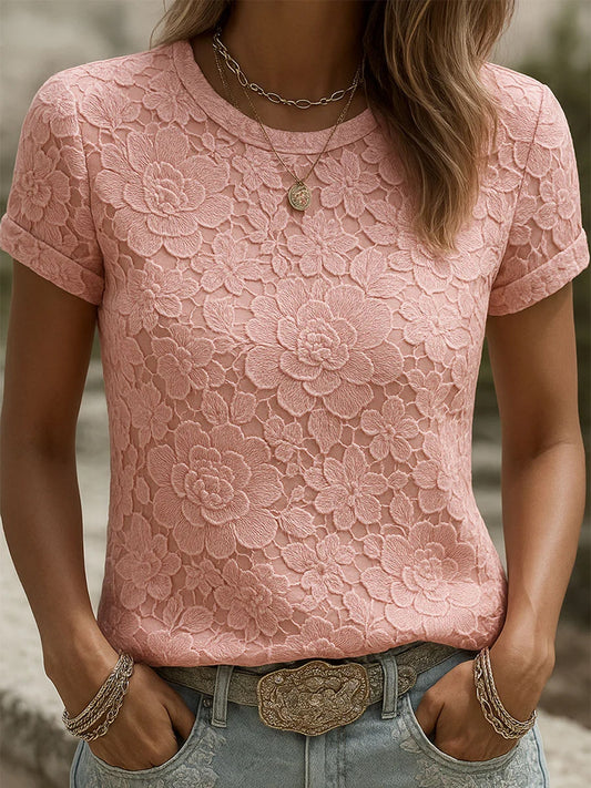 Γυναικείο Vintage Floral Τέχνη Εκτύπωση T-Shirt