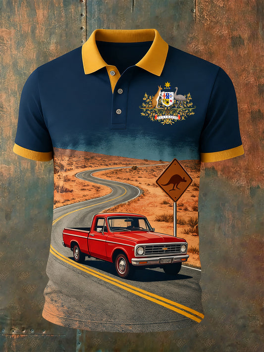 Ανδρικά Vintage Αυστραλιανή διακοπές έξυπνο περιστατικό πόλο πουκάμιση