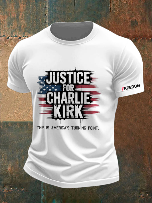 Ανδρική ελευθερία Charlie Kirk τυπωμένο Vintage μόδα χαλαρό κοντό μανίκι T-Shirt