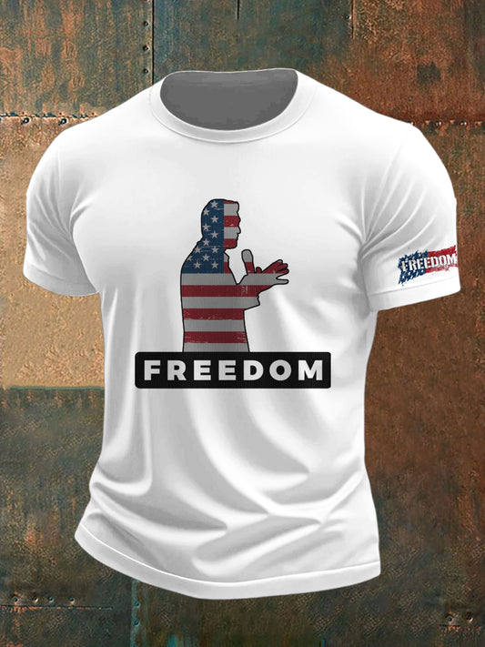 Ανδρική ελευθερία Charlie Kirk τυπωμένο Vintage μόδα χαλαρό κοντό μανίκι T-Shirt