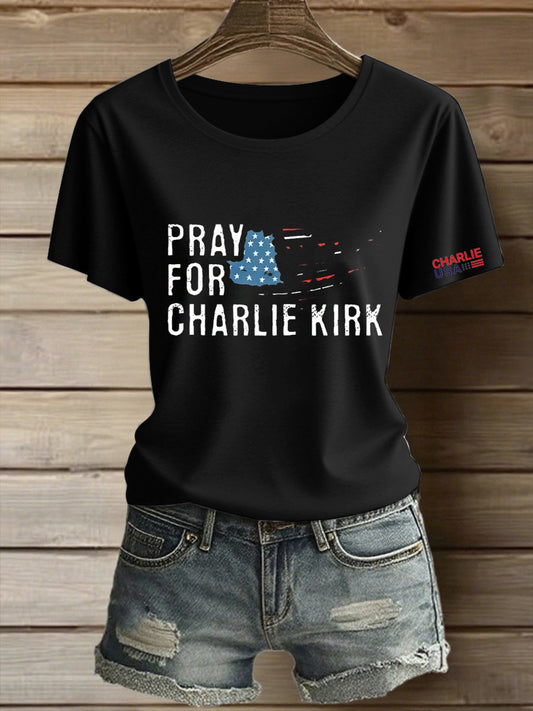 Γυναικεία ελευθερία Charlie Kirk τυπωμένο Vintage μόδα χαλαρό κοντό μανίκι T-Shirt