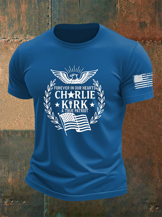 Ανδρική Εμφάνιση Charlie Kirk Αμερικανική σημαία Αναμνηστικό T-Shirt