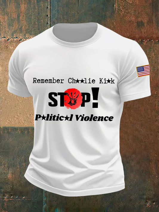 Ανδρικό σημείο γυρισμού Charlie Kirk ΗΠΑ Trump Αναμνηστικό T-Shirt