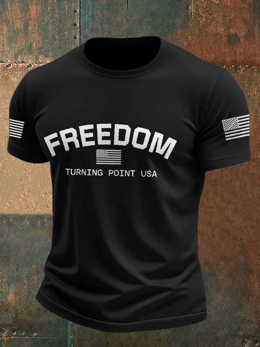 Ανδρικό σημείο γυρισμού Charlie Kirk ΗΠΑ Trump Αναμνηστικό T-Shirt