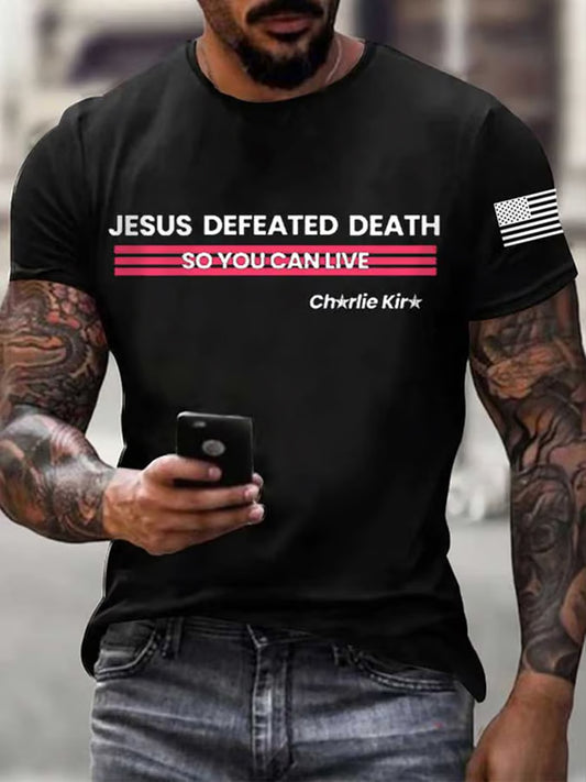 Ανδρικό σημείο γυρισμού Charlie Kirk ΗΠΑ Trump Αναμνηστικό T-Shirt